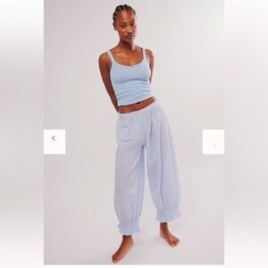 Free People Blue & White Striped Cloud Nine Pajama Pants XS